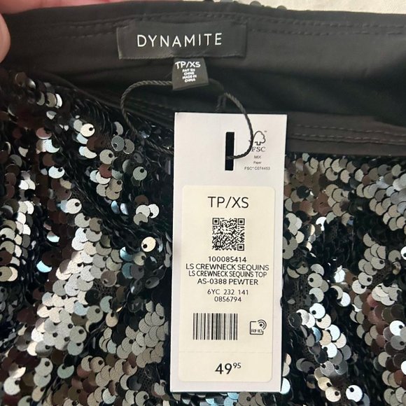Dynamite Black Sequin Mini Skirt & Long Sleeve Crewneck Sequin Top set NWTO *XS* - Picture 8 of 10